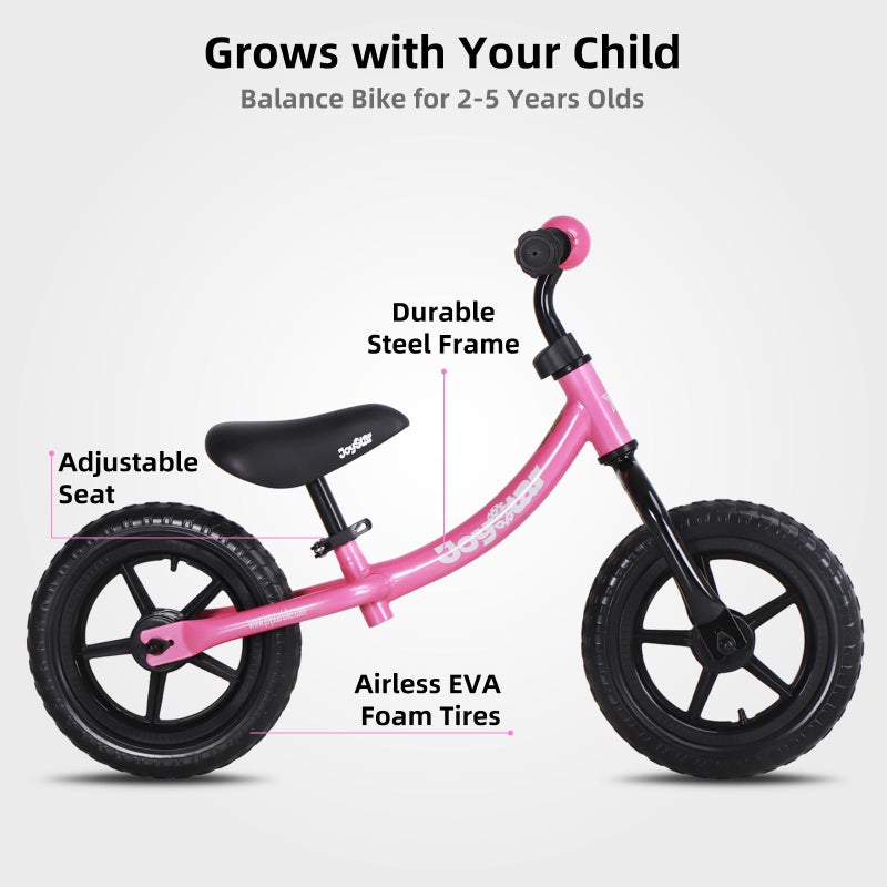 JOYSTAR Toddler Balance Bike 2 Year Old, Age 18 Months to 5 Years Old, No Pedal Bike with Adjustable Handlebar and Seat, Gift for 2-4 Boys Girls Pink - Image 2